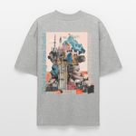 Zephiron2, Schloss, 1st | Blaster, Oversize Bio T-Shirt, Unisex - Grau meliert