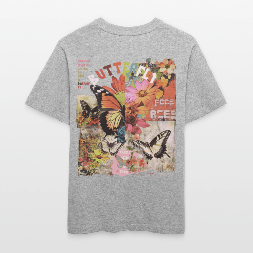 Azaroth, Schmetterling, 1st | Essential, Relaxed Fit Unisex Bio T-Shirt - Grau meliert