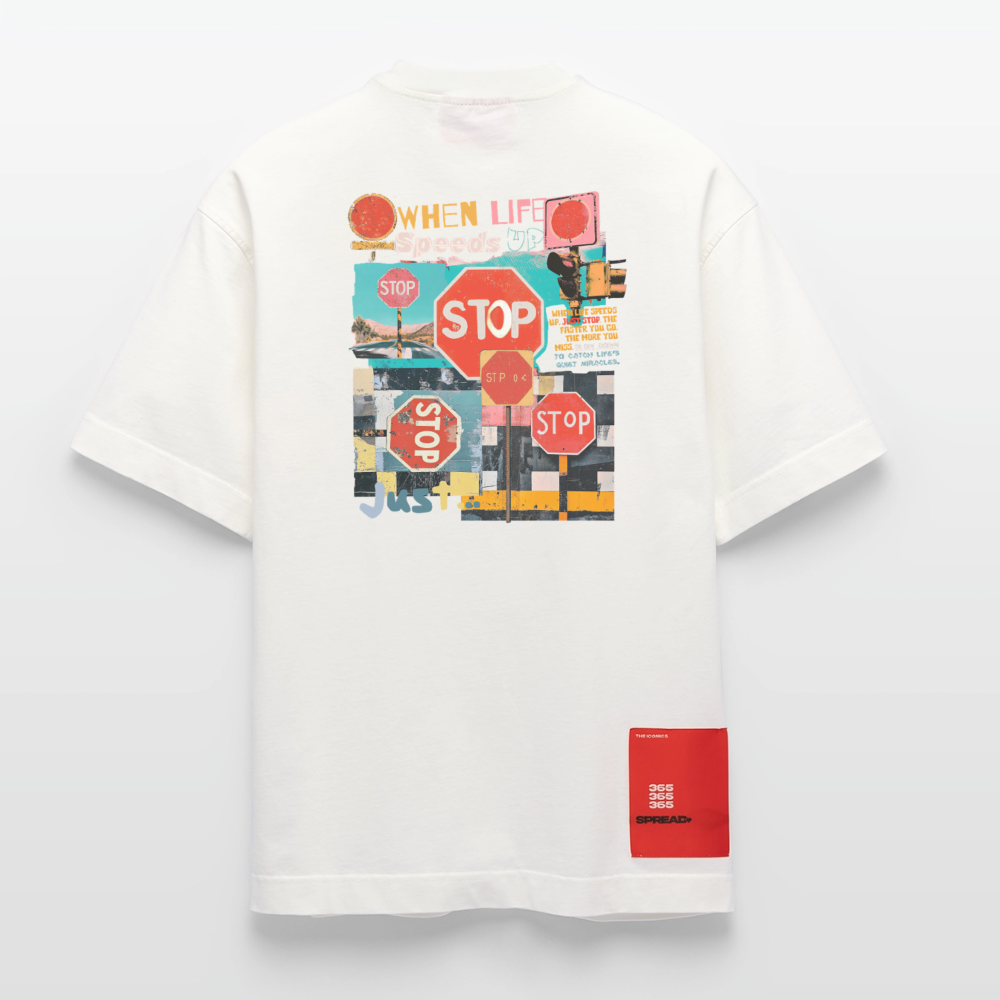 Solvarion, Stopp, 1st | Heve, Heavyweight Oversized Bio T-Shirt, Unisex - OFF WHITE