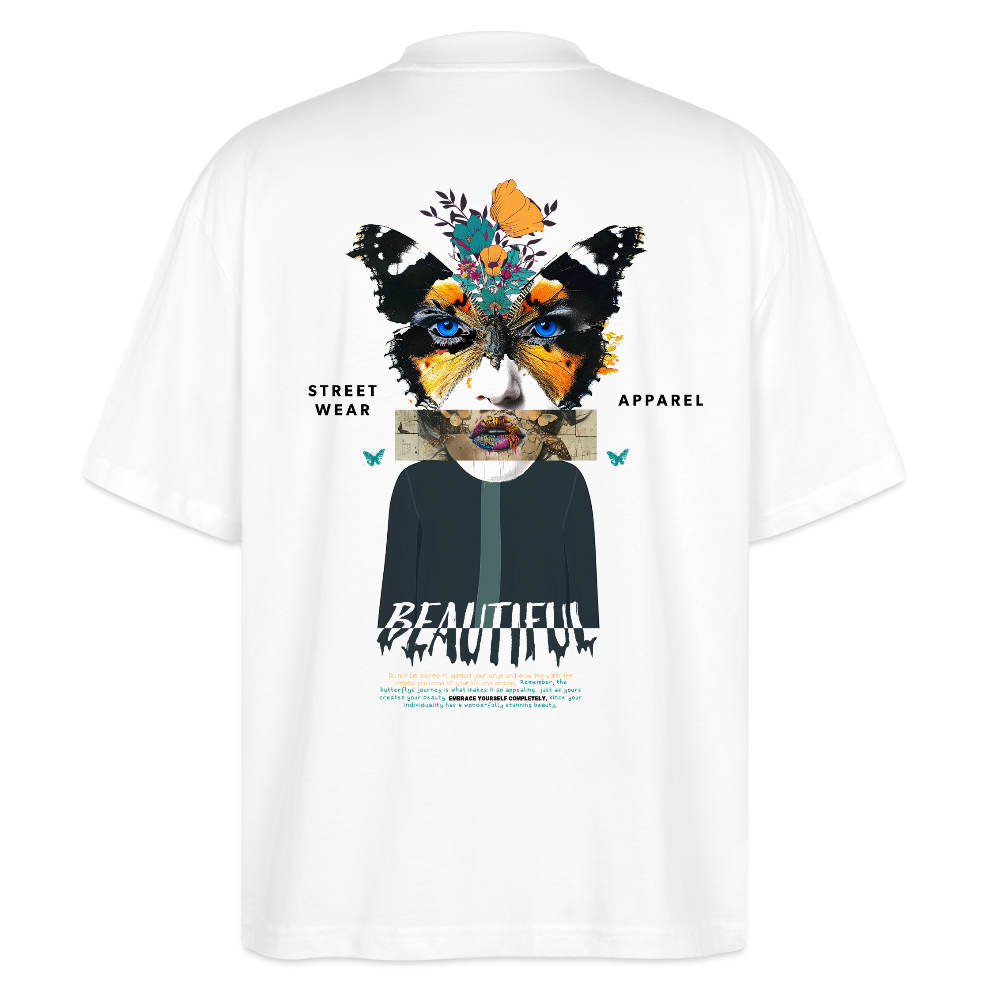 Siriothis, Schmetterling, 1st | Blaster, Oversize Bio T-Shirt, Unisex - Weiß
