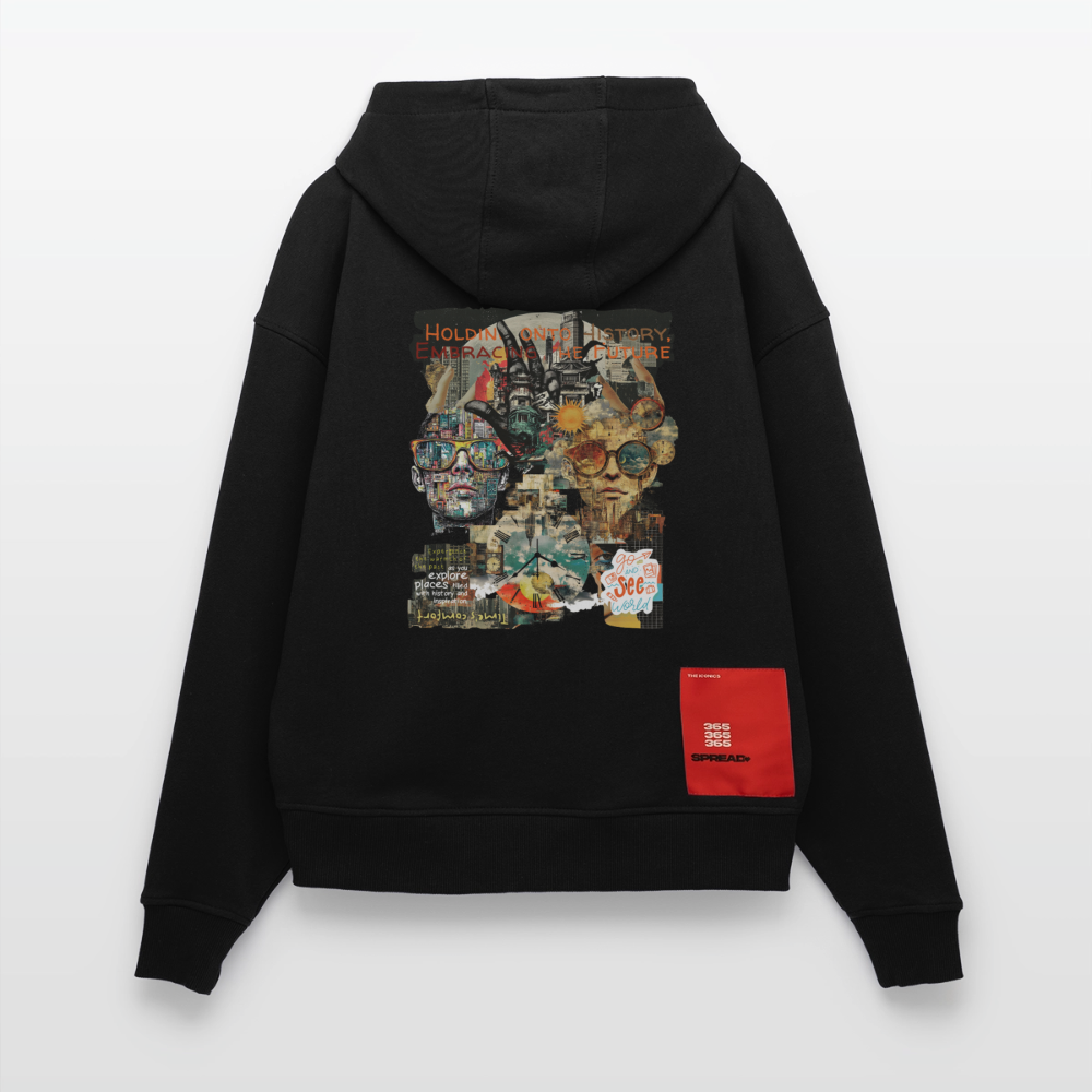 Huitzilopochtli, Gesichter, 1st | Heavyweight Oversized Bio Hoodie, Unisex - SOLID BLACK