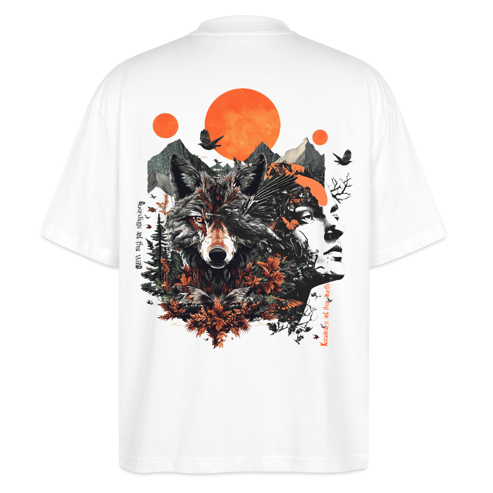Vaermundis, Wolf, 1st | Blaster, Oversize Bio T-Shirt, Unisex - Weiß
