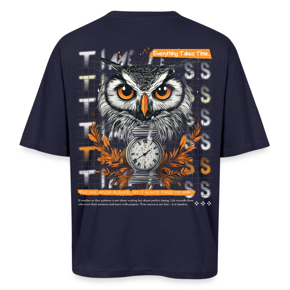 Marid, Eule, 1st | Breezy, Oversized Unisex T-Shirt - Navy