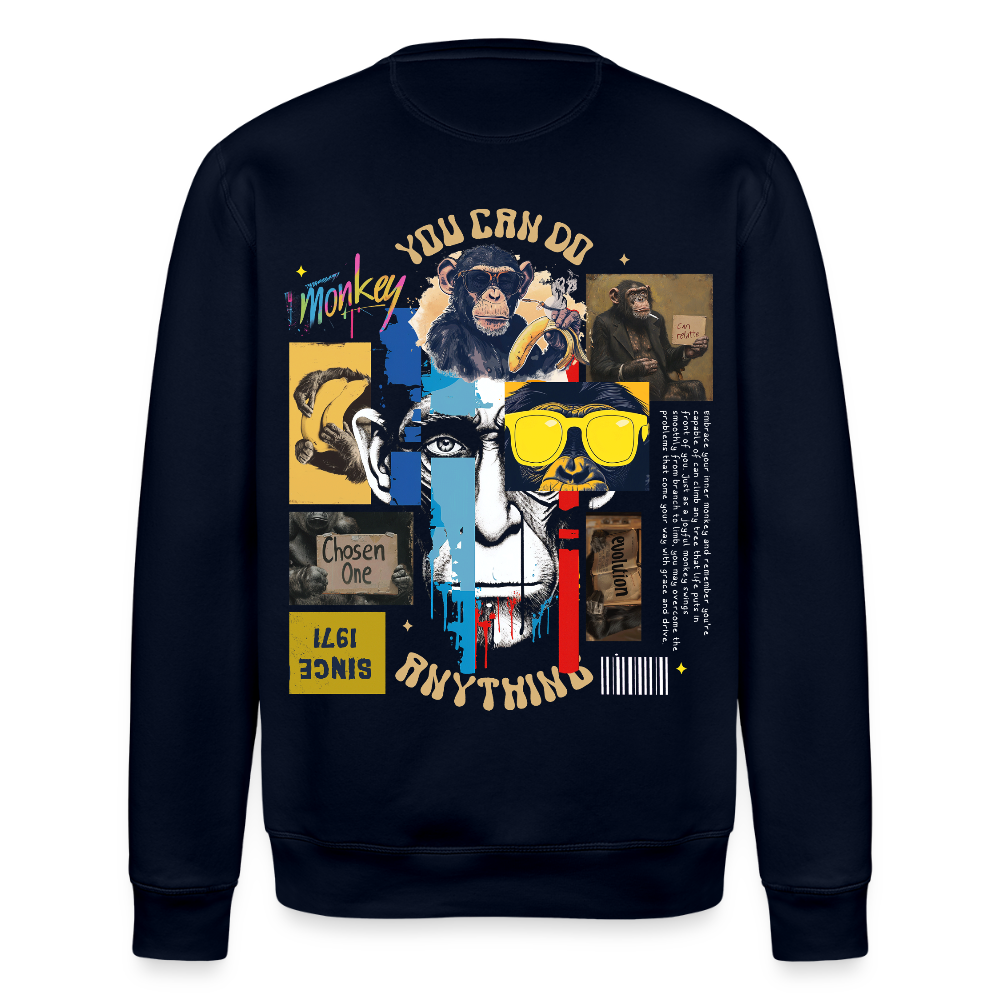 Xurjin, Affe, 1st | Roller, Unisex Bio-Sweatshirt - Navy