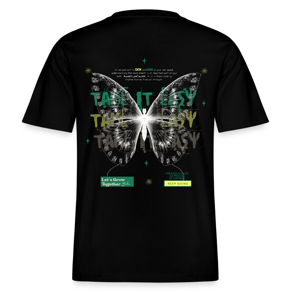 Hesinkar, Schmetterling, 1st | Essential, Relaxed Fit Unisex Bio T-Shirt - Schwarz