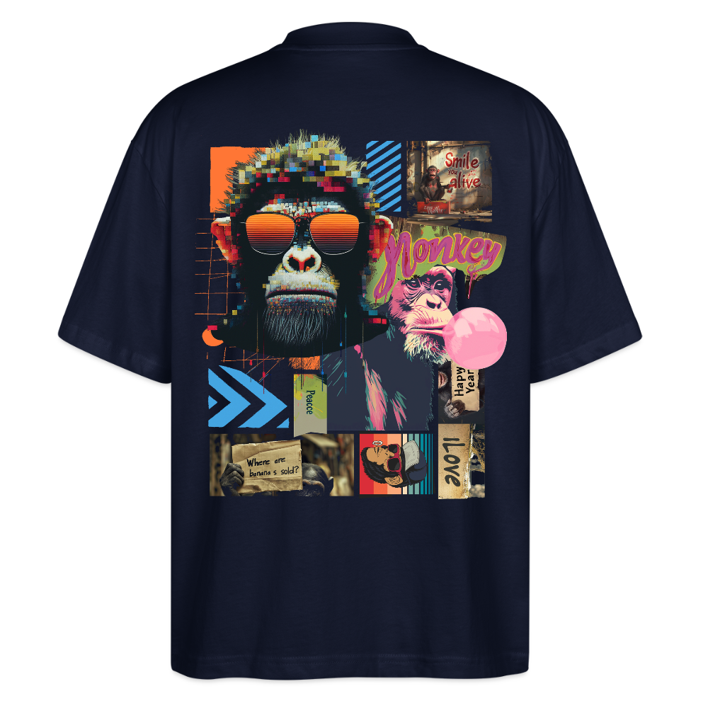 Perîzar, Affen, 1st | Blaster, Oversize Bio T-Shirt, Unisex - Navy