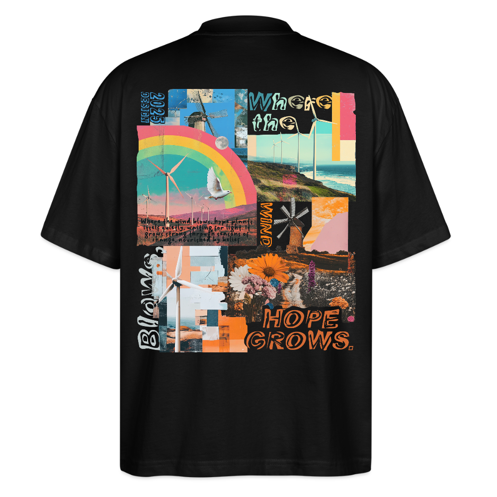 Nyxaris, Windmühle, 1st | Blaster, Oversize Bio T-Shirt, Unisex - Schwarz