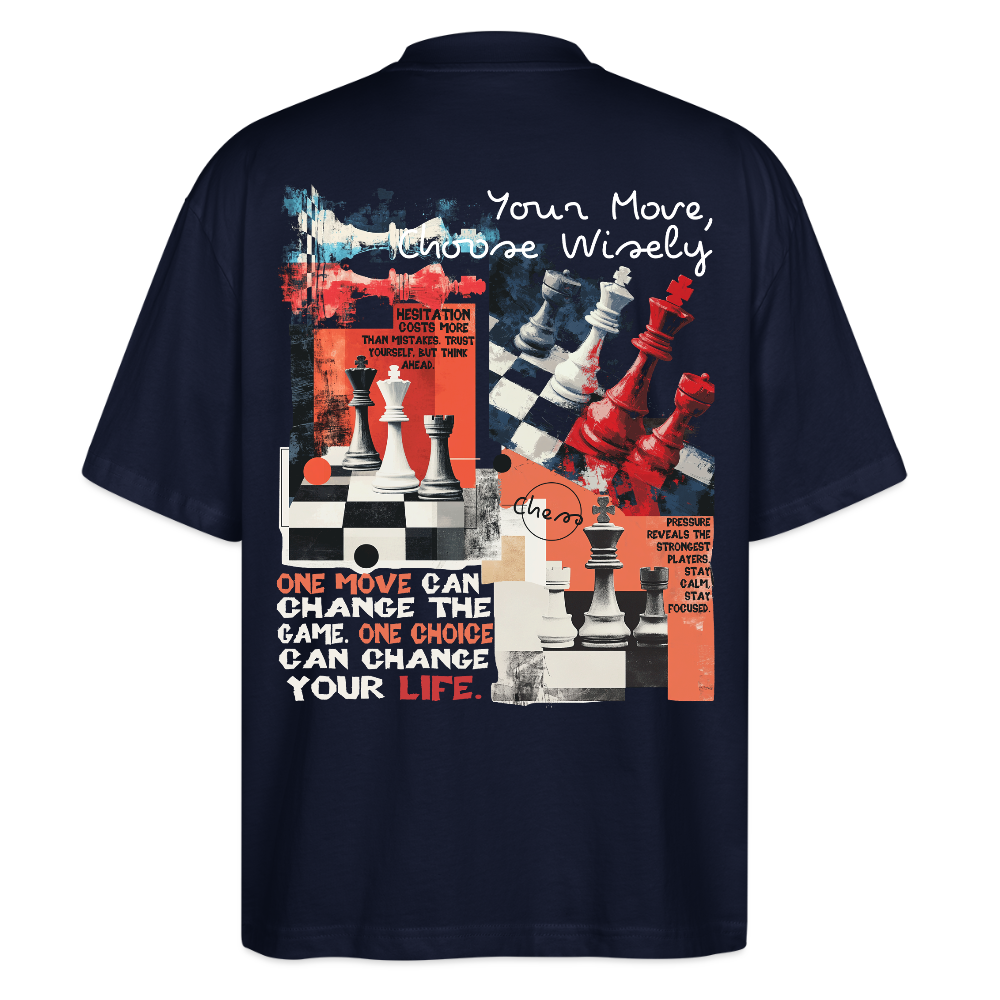 Heraa, Schach, 1st | Blaster, Oversize Bio T-Shirt, Unisex - Navy