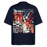 Heraa, Schach, 1st | Blaster, Oversize Bio T-Shirt, Unisex - Navy