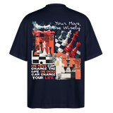 Heraa, Schach, 1st | Blaster, Oversize Bio T-Shirt, Unisex - Navy