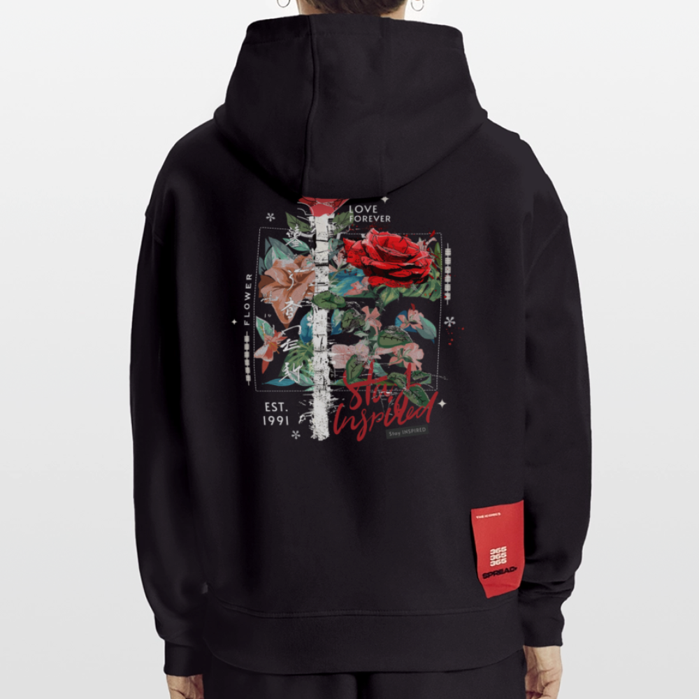Loreley, Rose, 1st | Heavyweight Oversized Bio Hoodie, Unisex - SOLID BLACK