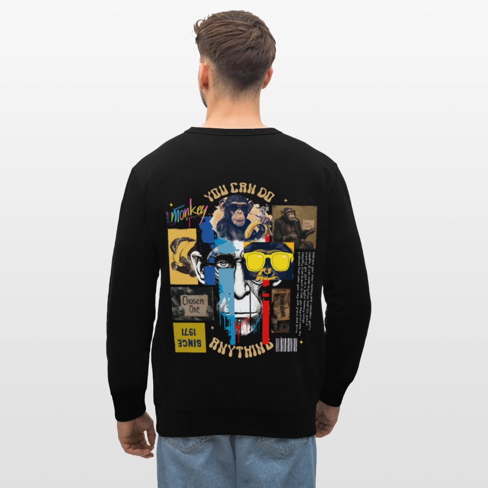 Xurjin, Affe, 1st | Roller, Unisex Bio-Sweatshirt - Schwarz