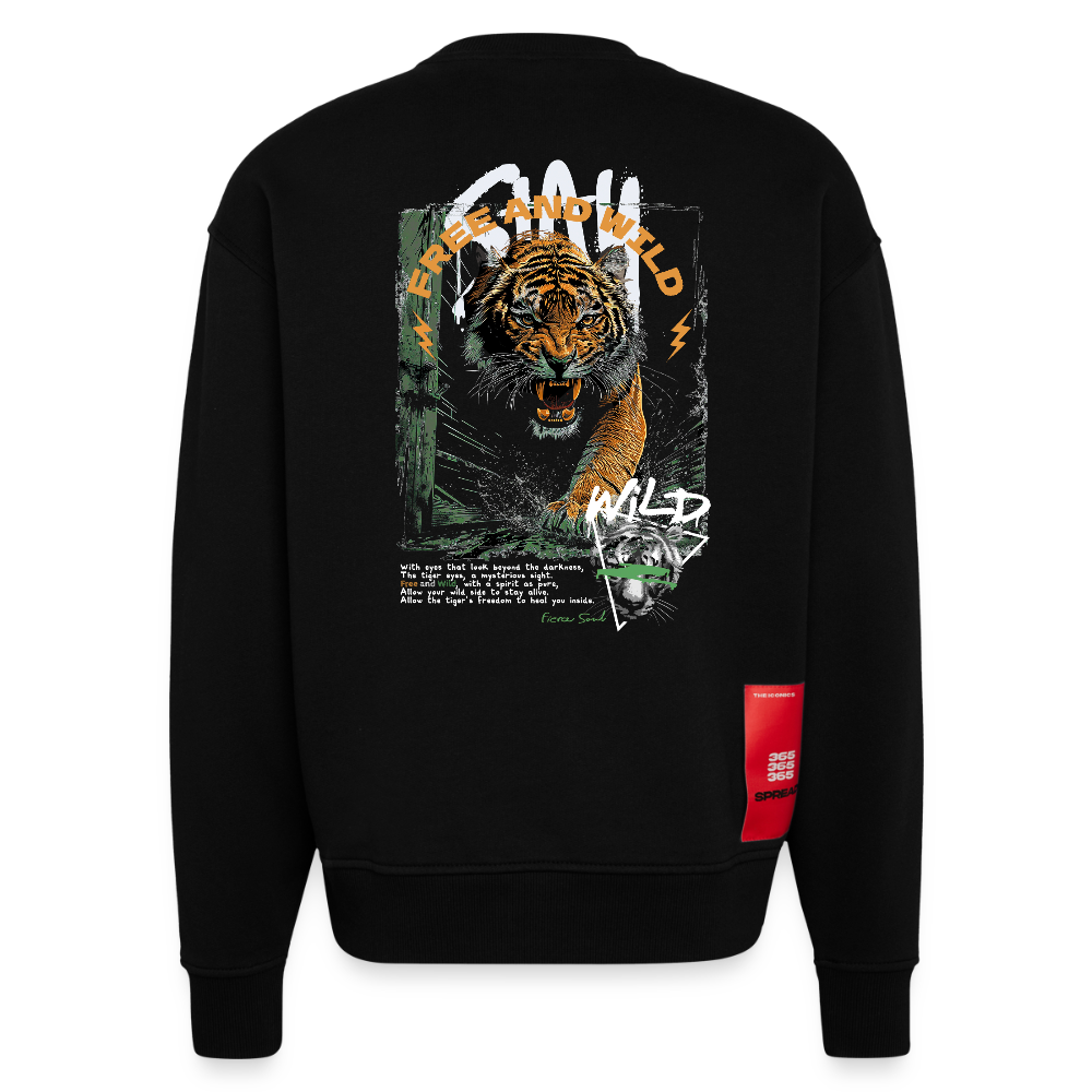Demeter, Tiger, 1st | Heavyweight Oversized Bio Sweater, Unisex - SOLID BLACK