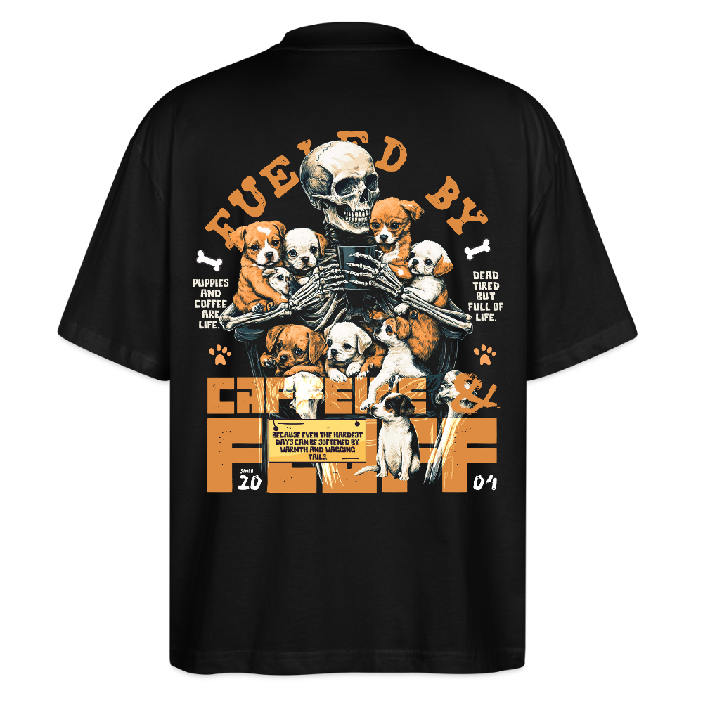 Nyxian, Skelet & Welpen, 1st | Blaster, Oversize Bio T-Shirt, Unisex - Schwarz