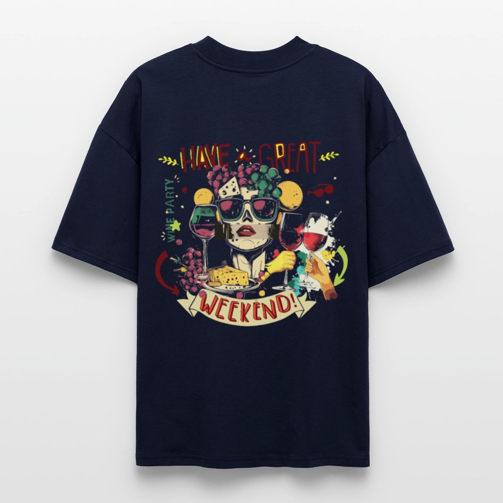 Ruh, Trauben, 1st | Blaster, Oversize Bio T-Shirt, Unisex - Navy
