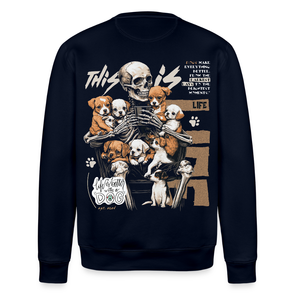 Tezcatlipoca , Hunde & Skelet, 1st | Roller, Unisex Bio-Sweatshirt - Navy