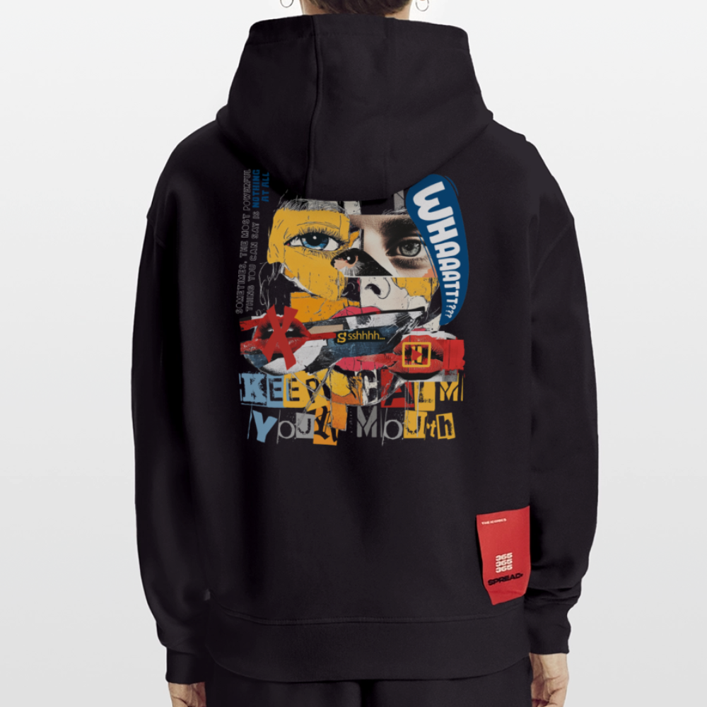 Kronan, Gesicht, 1st | Heavyweight Oversized Bio Hoodie, Unisex - SOLID BLACK
