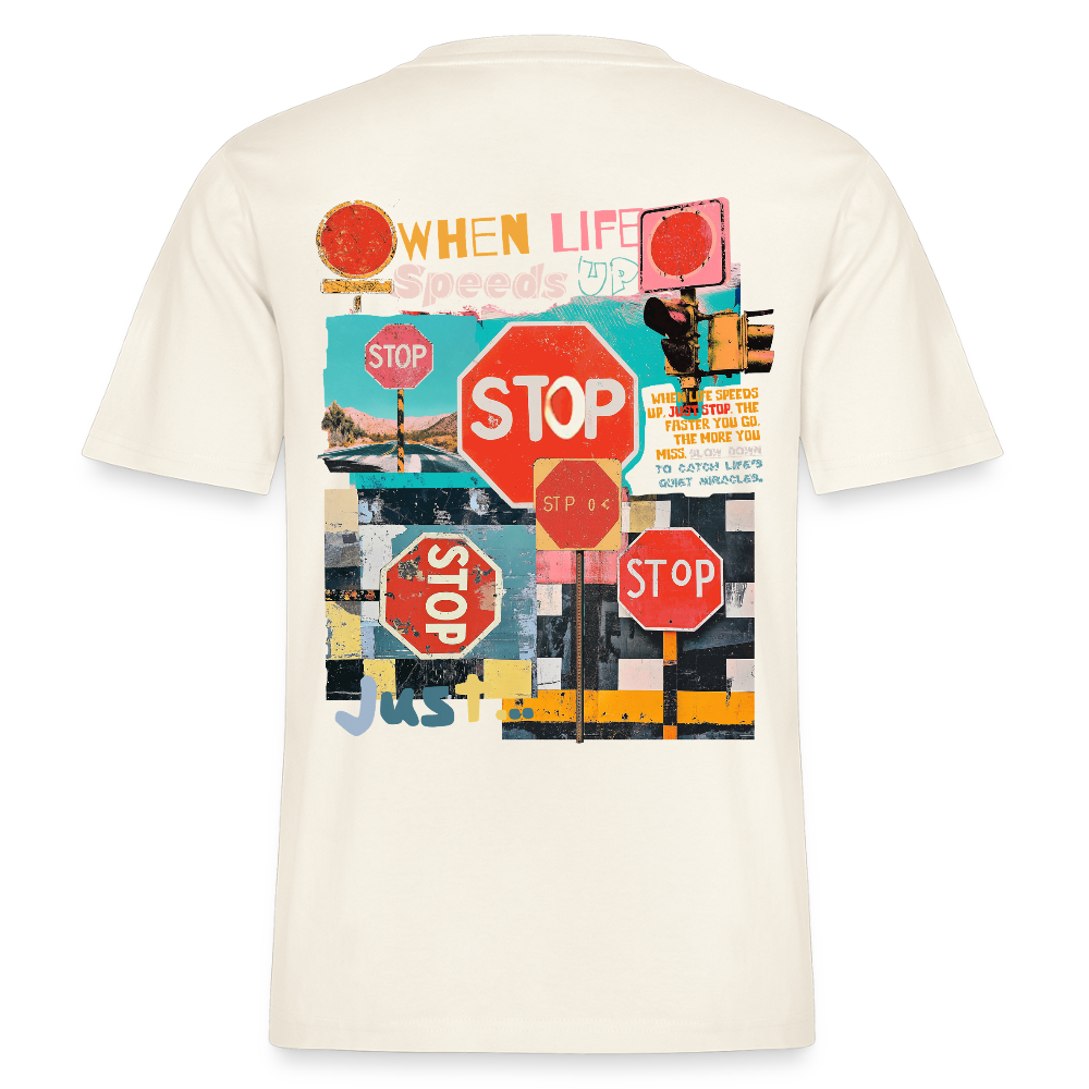Solvarion, Stopp, 1st | Essential, Relaxed Fit Unisex Bio T-Shirt - Naturweiß 
