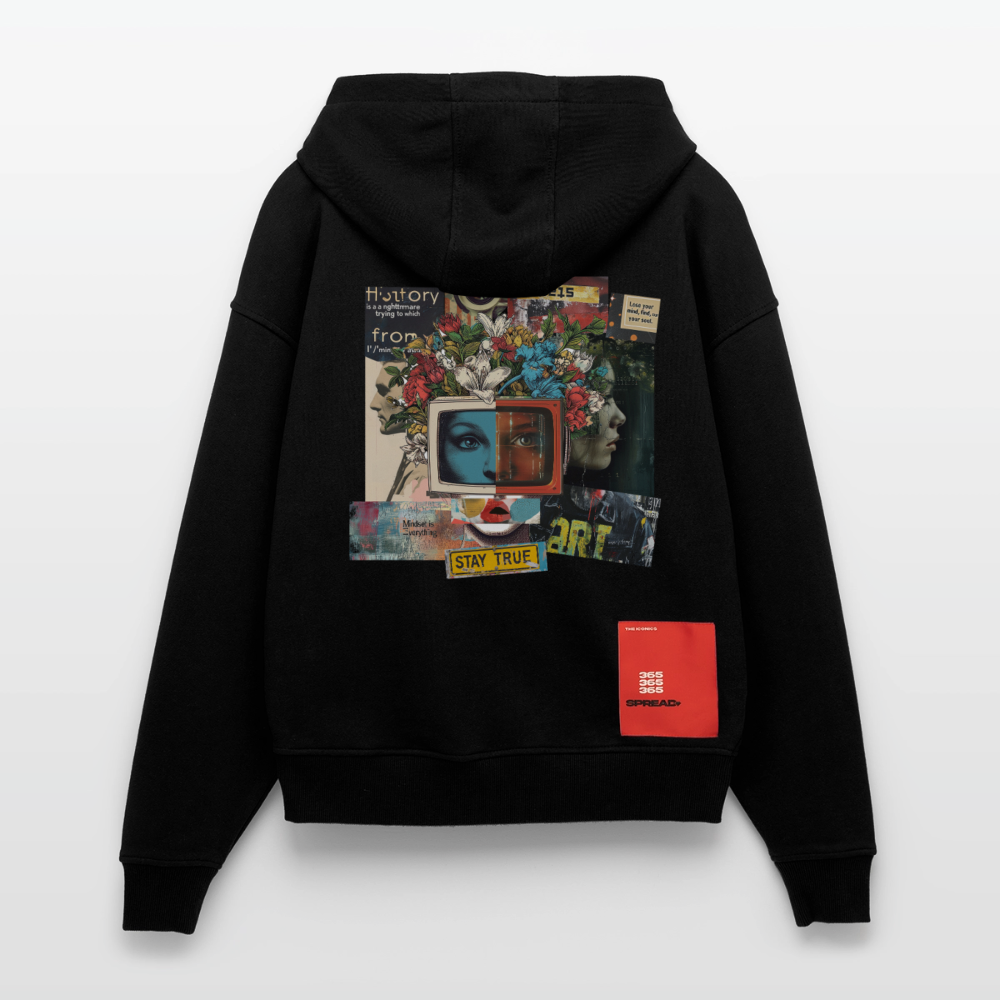 Baranê, Fernseher, 1st | Heavyweight Oversized Bio Zip Hoodie, Unisex - SOLID BLACK