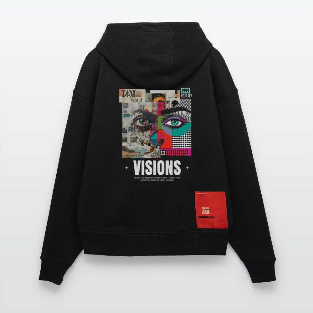 Omoikane, Augen, 1st | Heavyweight Oversized Bio Hoodie, Unisex - SOLID BLACK