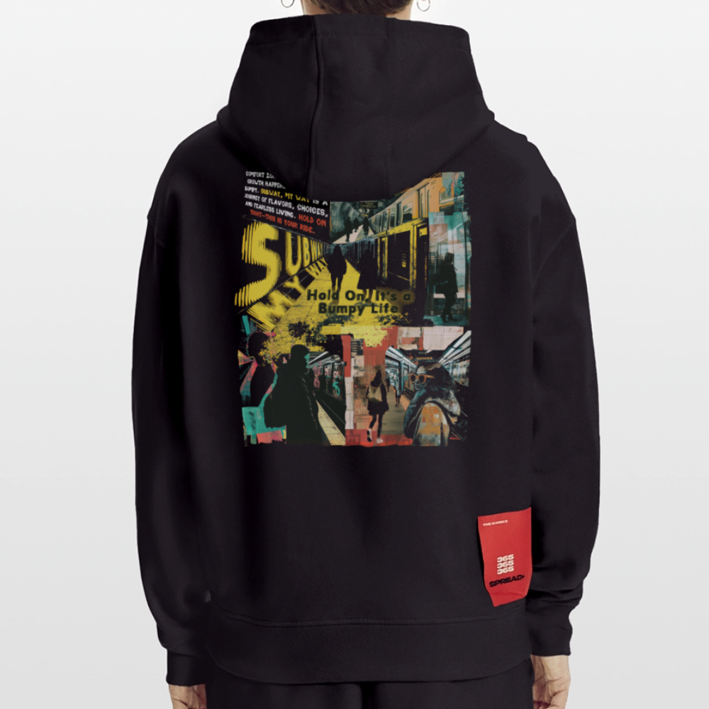 Dionyson, U-Bahn, 1st | Heavyweight Oversized Bio Hoodie, Unisex - SOLID BLACK
