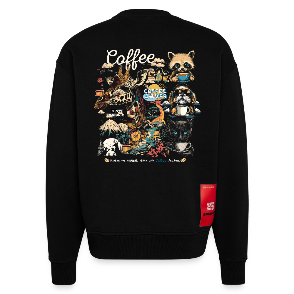 Tritonan, Kaffee, 1st | Heavyweight Oversized Bio Sweater, Unisex - SOLID BLACK