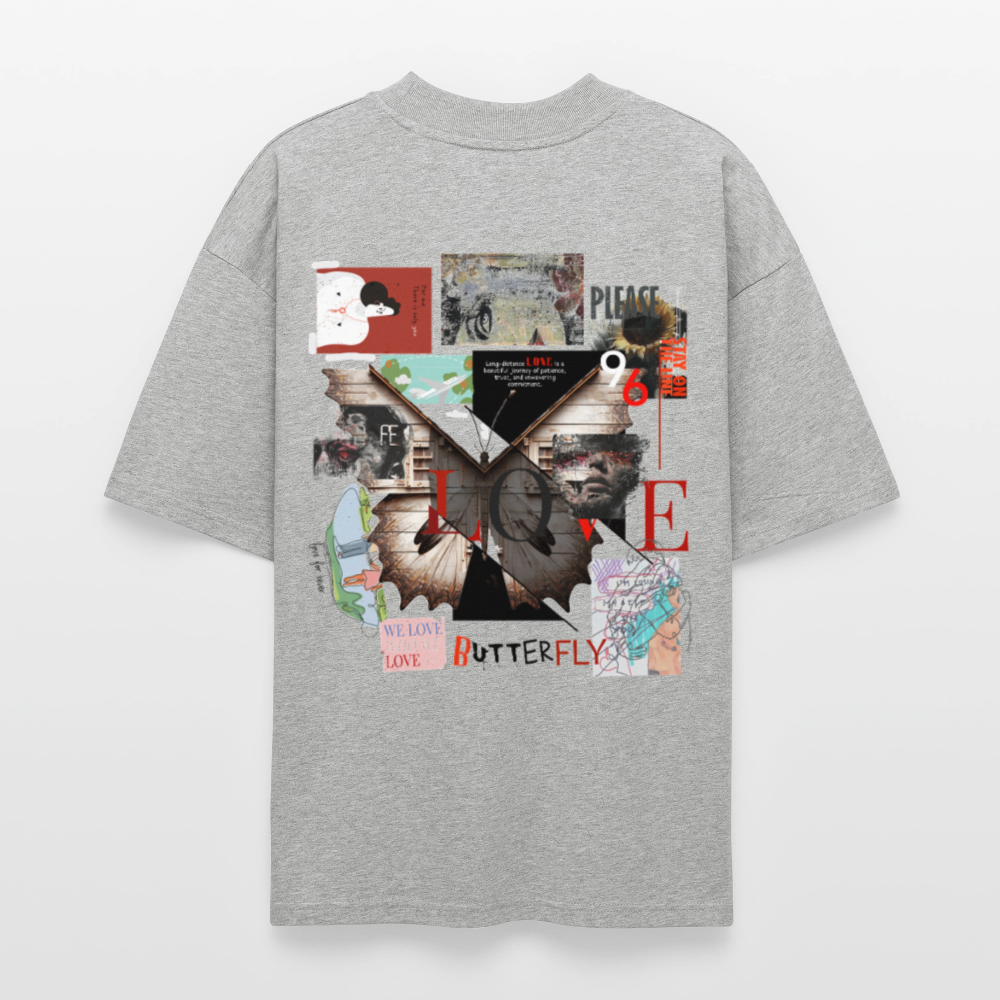 Zentharior, Schmetterling, 1st | Blaster, Oversize Bio T-Shirt, Unisex - Grau meliert