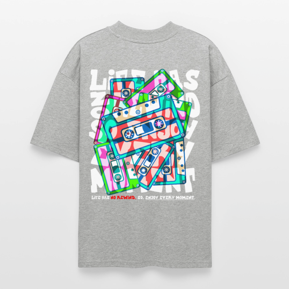 Raijin, Kassetten, 1st | Blaster, Oversize Bio T-Shirt, Unisex - Grau meliert