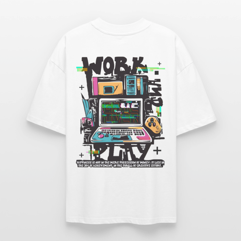 Aetherion, Laptop, 1st | Blaster, Oversize Bio T-Shirt, Unisex - Weiß