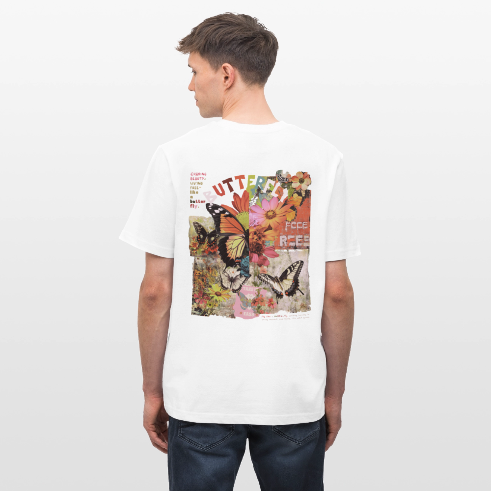 Azaroth, Schmetterling, 1st | Essential, Relaxed Fit Unisex Bio T-Shirt - Weiß