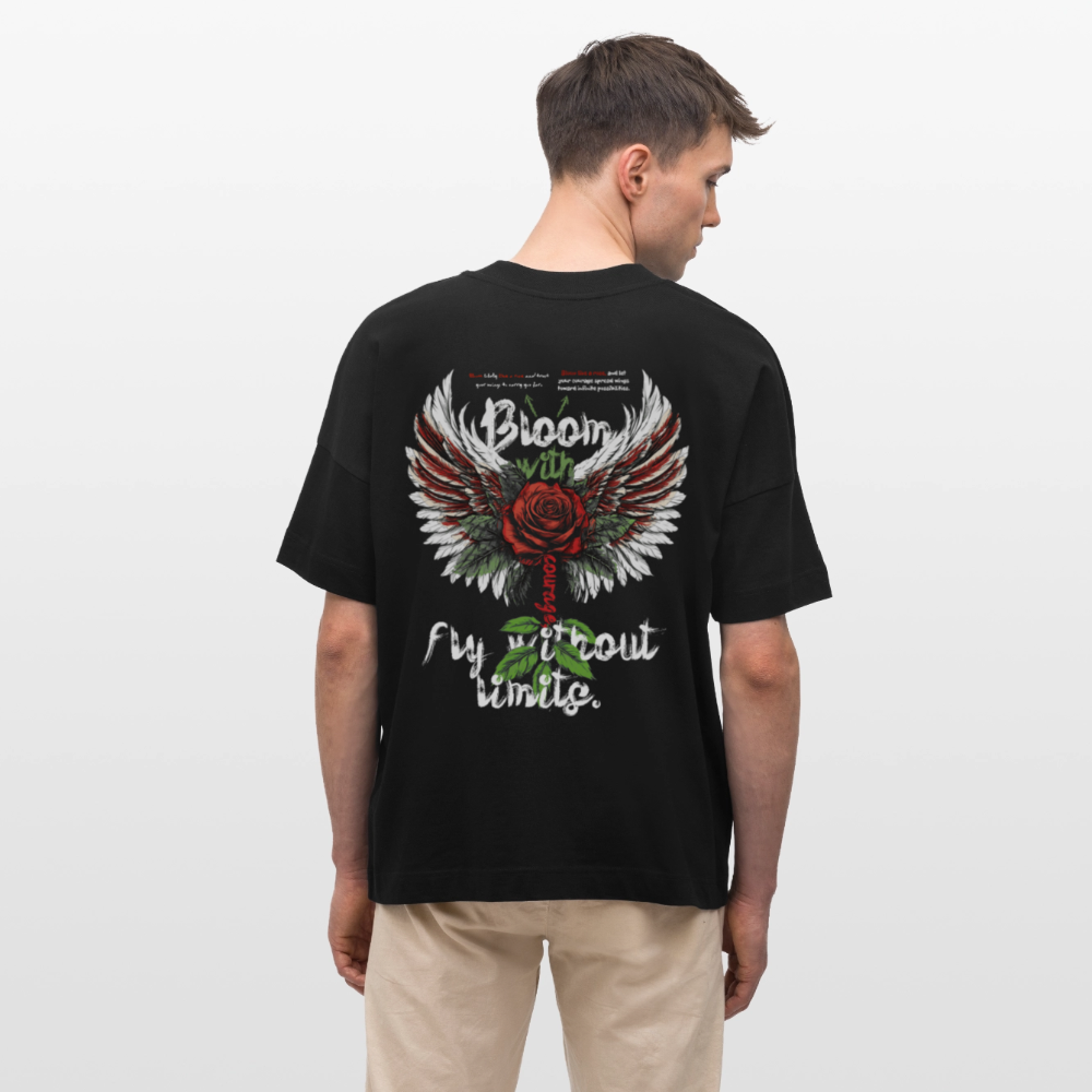 Amaterasu , Engelsflügel, 1st | Blaster, Oversize Bio T-Shirt, Unisex - Schwarz