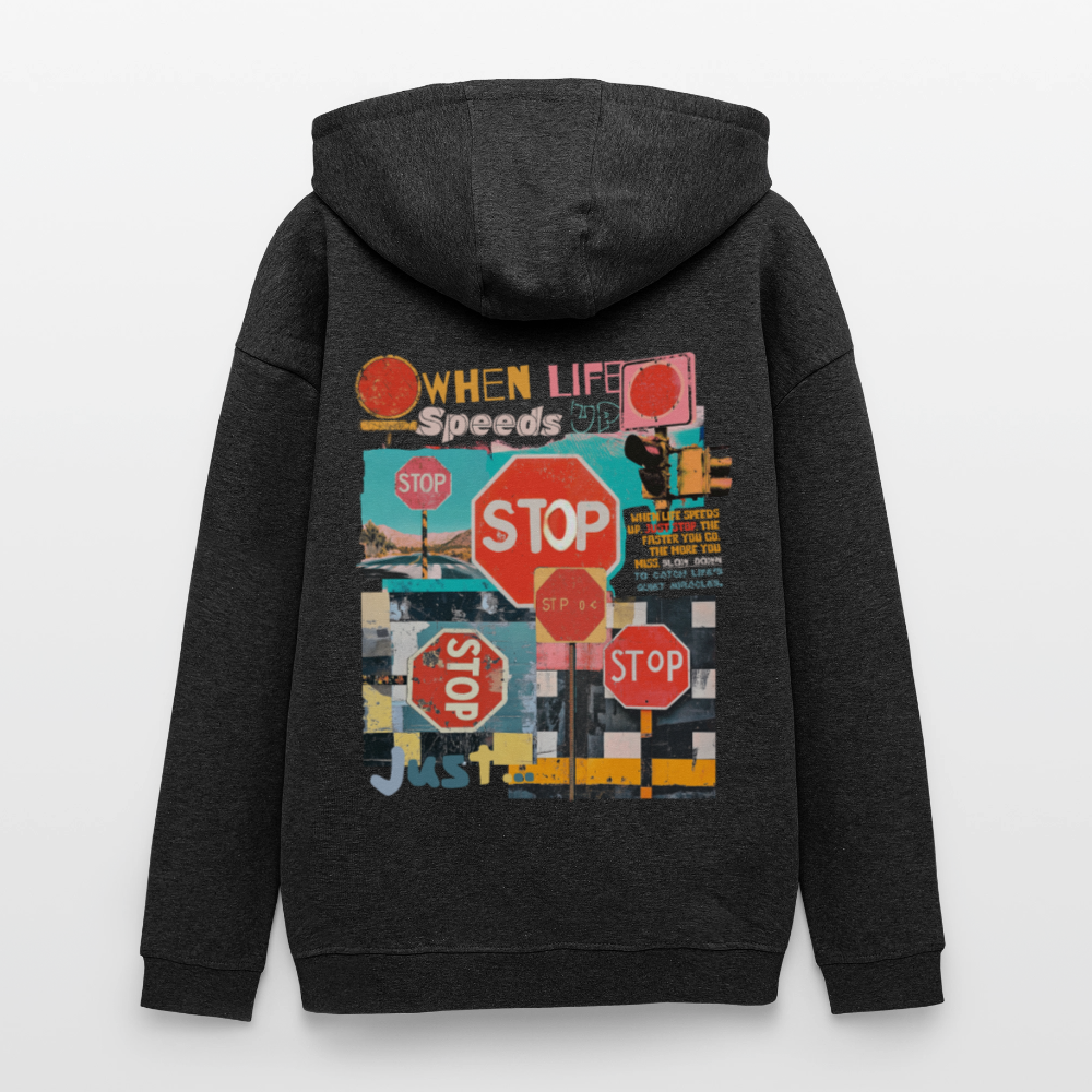 Solvarion, Stopp, 1st | Freshhood, Oversized Unisex Hoodie - Anthrazit