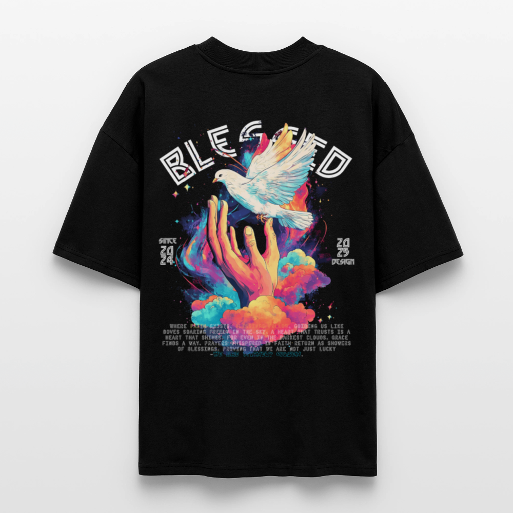 Posei, Taube, 1st | Blaster, Oversize Bio T-Shirt, Unisex - Schwarz