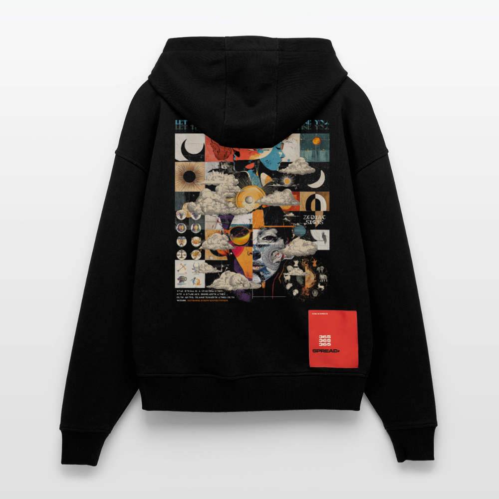 Hekatean, Sternzeichen, 1st | Heavyweight Oversized Bio Zip Hoodie, Unisex - SOLID BLACK