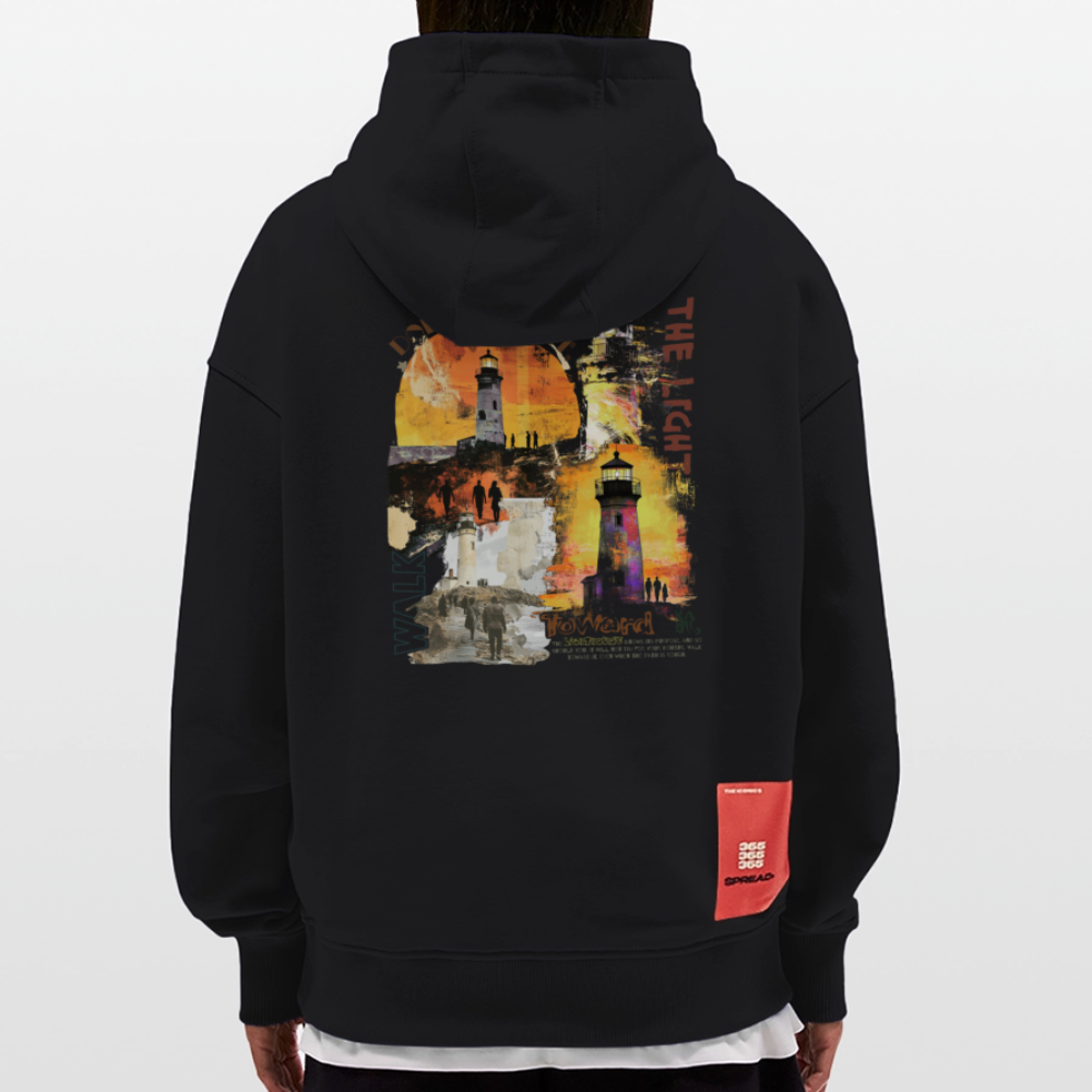 Morian, Leuchtturm, 1st | Heavyweight Oversized Bio Hoodie, Unisex - SOLID BLACK