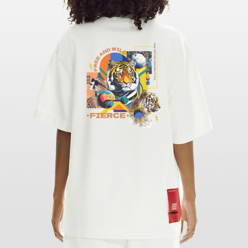 Kepleris, Tiger, 1st | Heve, Heavyweight Oversized Bio T-Shirt, Unisex - OFF WHITE