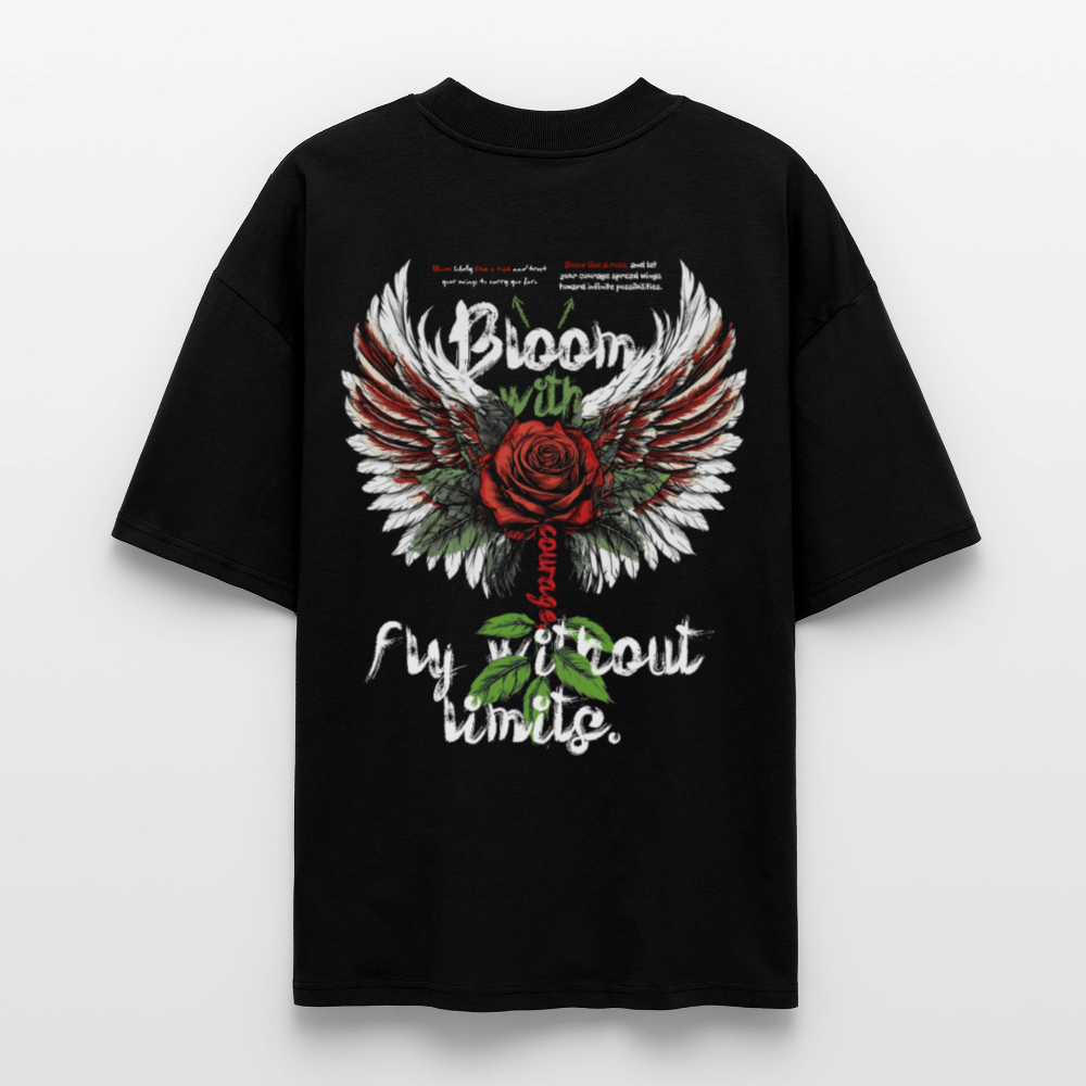 Amaterasu , Engelsflügel, 1st | Blaster, Oversize Bio T-Shirt, Unisex - Schwarz