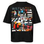 Anankean, Zebrastreifen, 1st | Breezy, Oversized Unisex T-Shirt - Schwarz