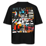 Anankean, Zebrastreifen, 1st | Breezy, Oversized Unisex T-Shirt - Schwarz