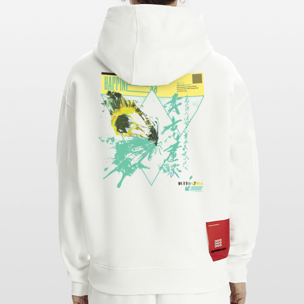 Solvatrix, Schmetterling, 1st | Heavyweight Oversized Bio Hoodie, Unisex - OFF WHITE