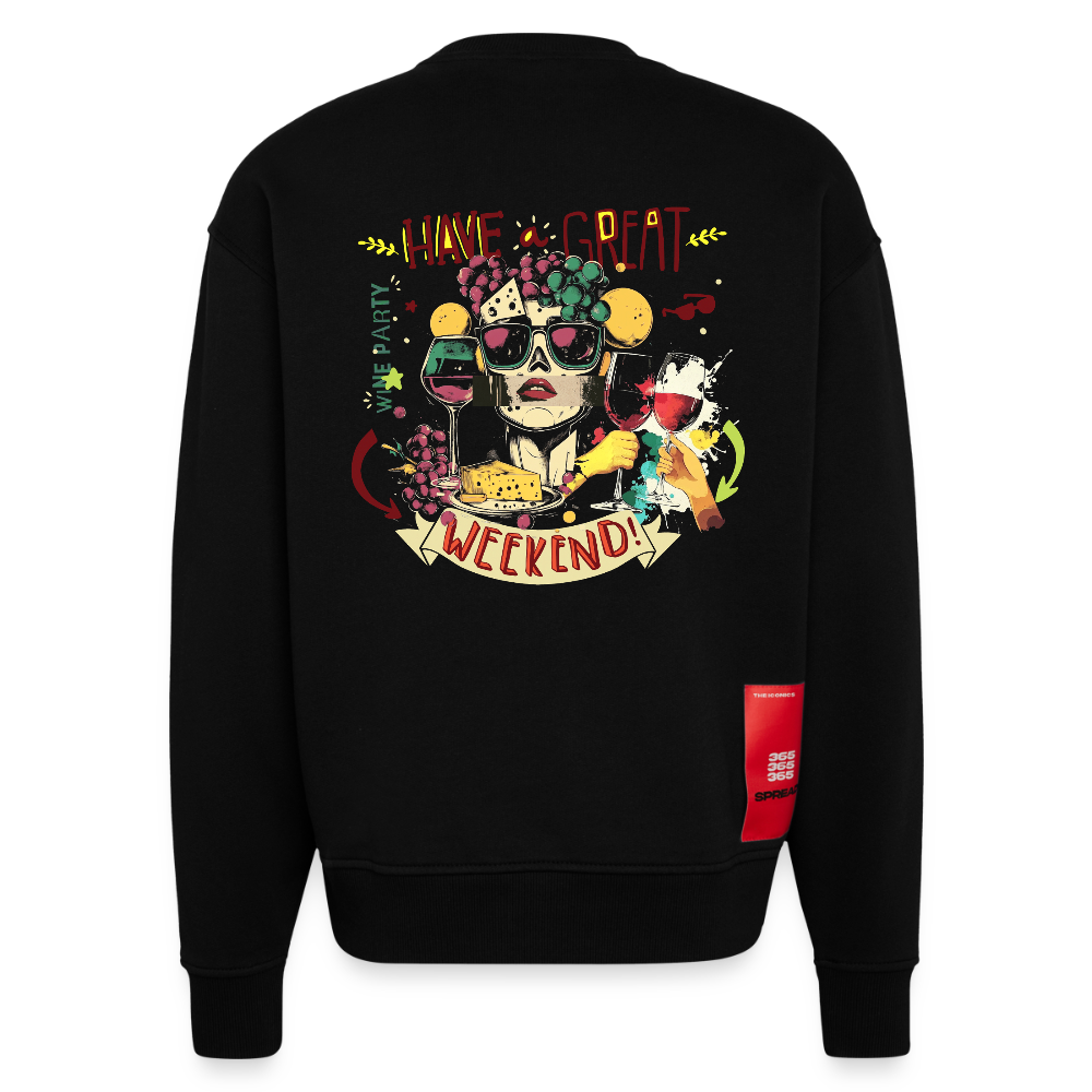 Ruh, Trauben, 1st | Heavyweight Oversized Bio Sweater, Unisex - SOLID BLACK
