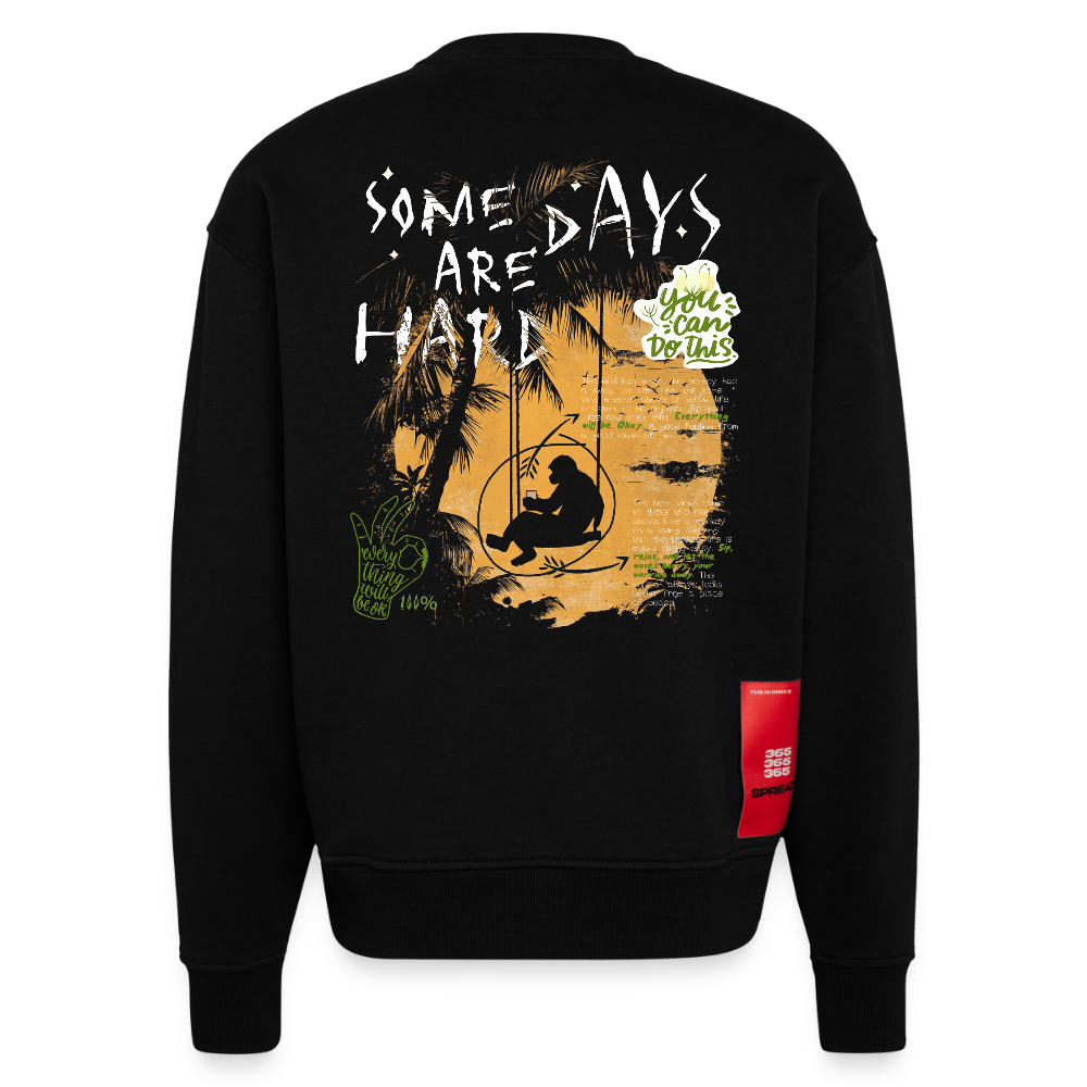 Amphionan, Palmen, 1st | Heavyweight Oversized Bio Sweater, Unisex - SOLID BLACK