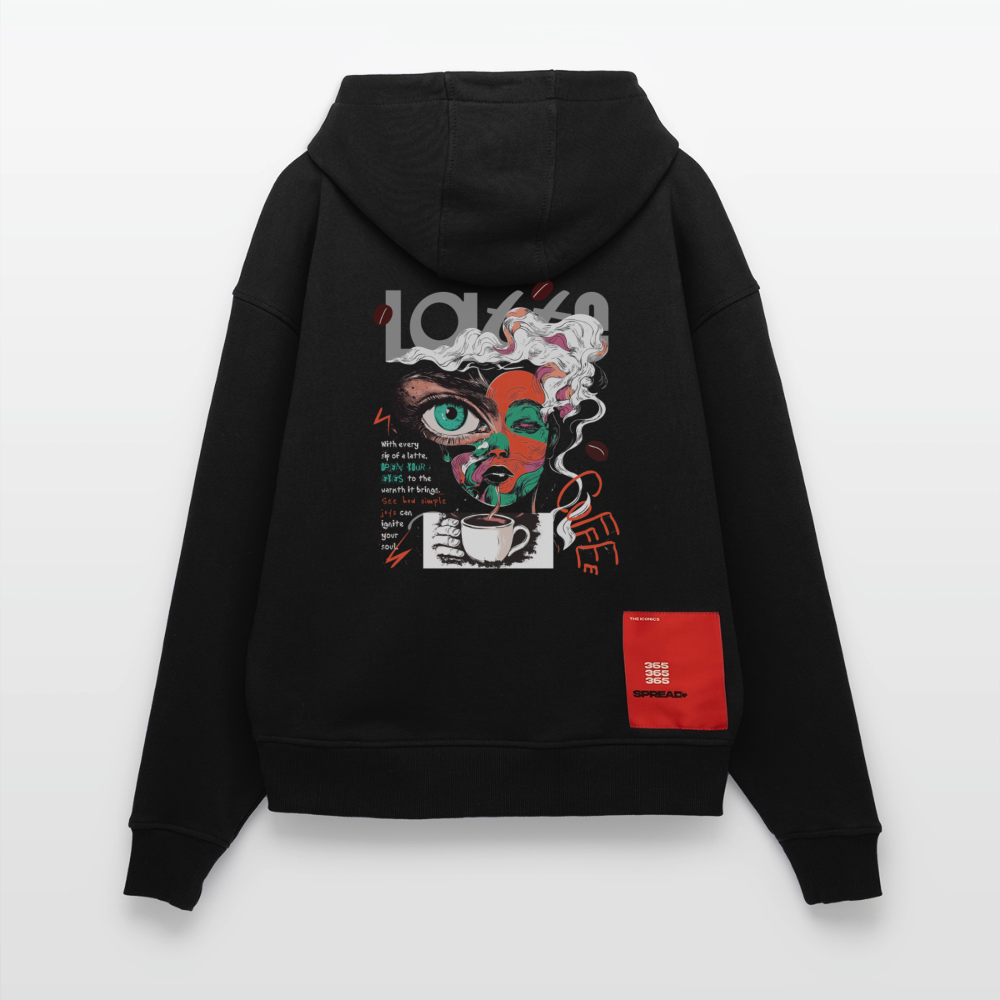 Zalzalak, Kaffee, 1st | Heavyweight Oversized Bio Hoodie, Unisex - SOLID BLACK