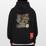 Huitzilopochtli, Gesichter, 1st | Heavyweight Oversized Bio Hoodie, Unisex - SOLID BLACK