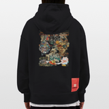 Huitzilopochtli, Gesichter, 1st | Heavyweight Oversized Bio Hoodie, Unisex - SOLID BLACK