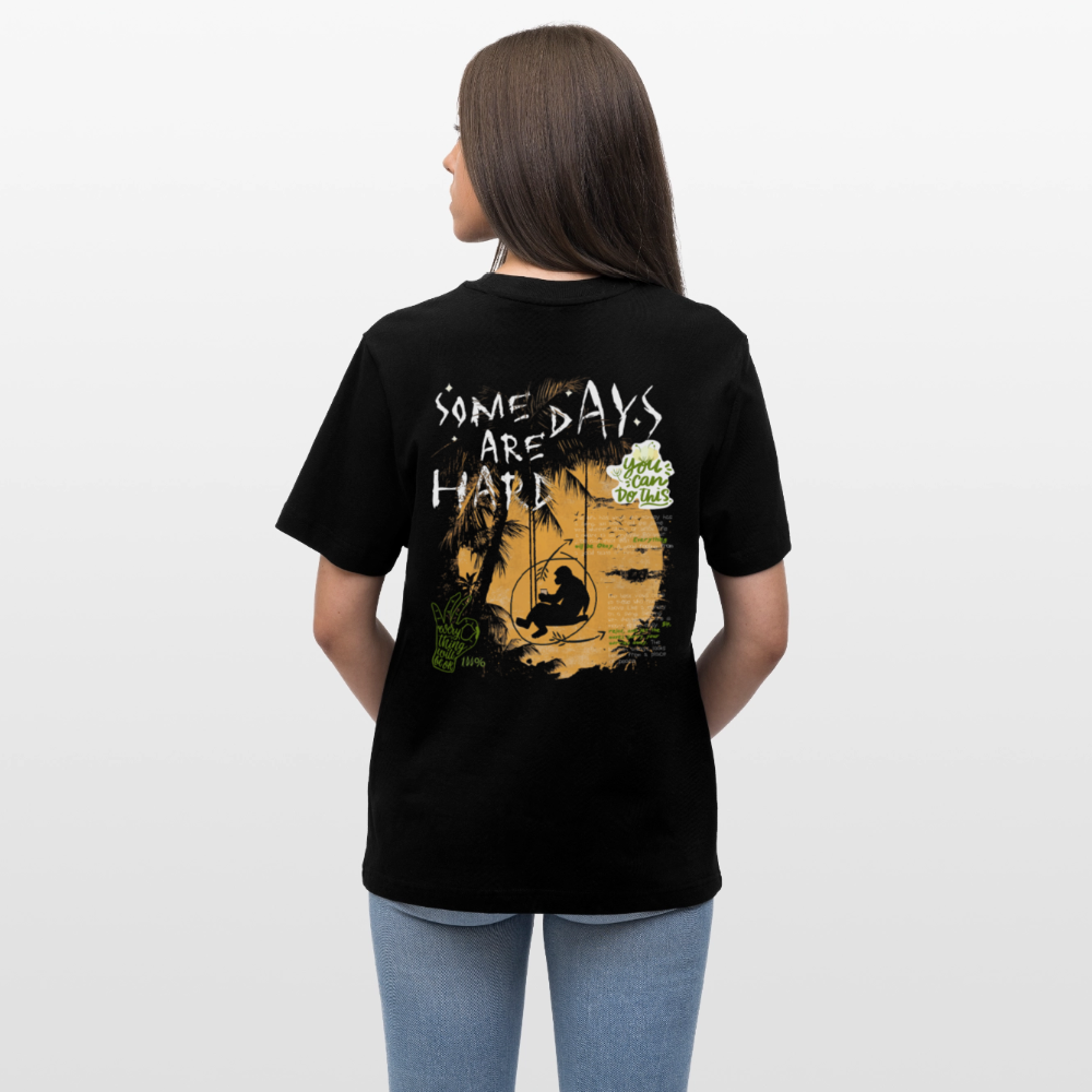 Amphionan, Palmen, 1st | Essential, Relaxed Fit Unisex Bio T-Shirt - Schwarz