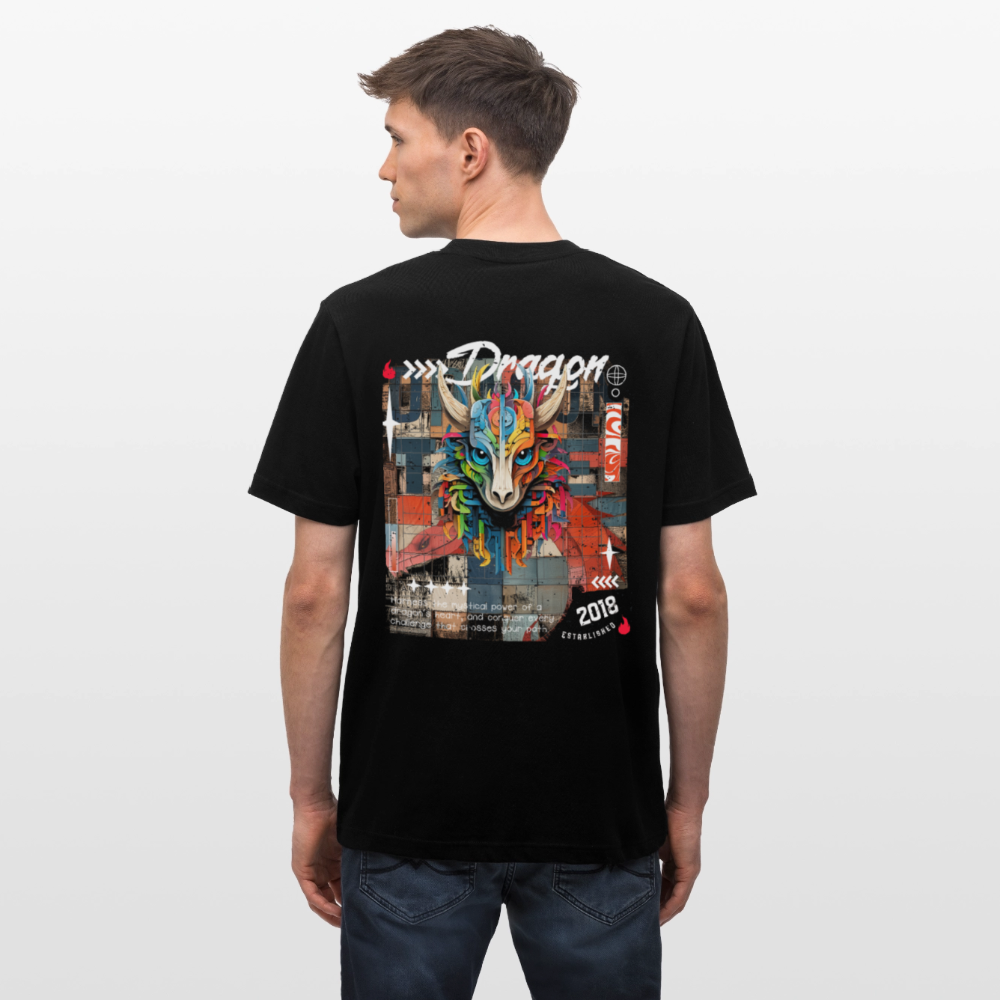Nezha, Drache, 1st | Essential, Relaxed Fit Unisex Bio T-Shirt - Schwarz