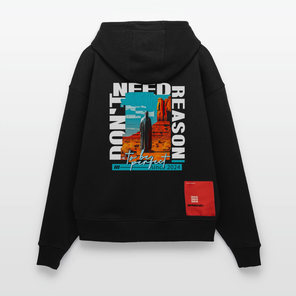 Fuxi, Wüste, 1st | Heavyweight Oversized Bio Hoodie, Unisex - SOLID BLACK