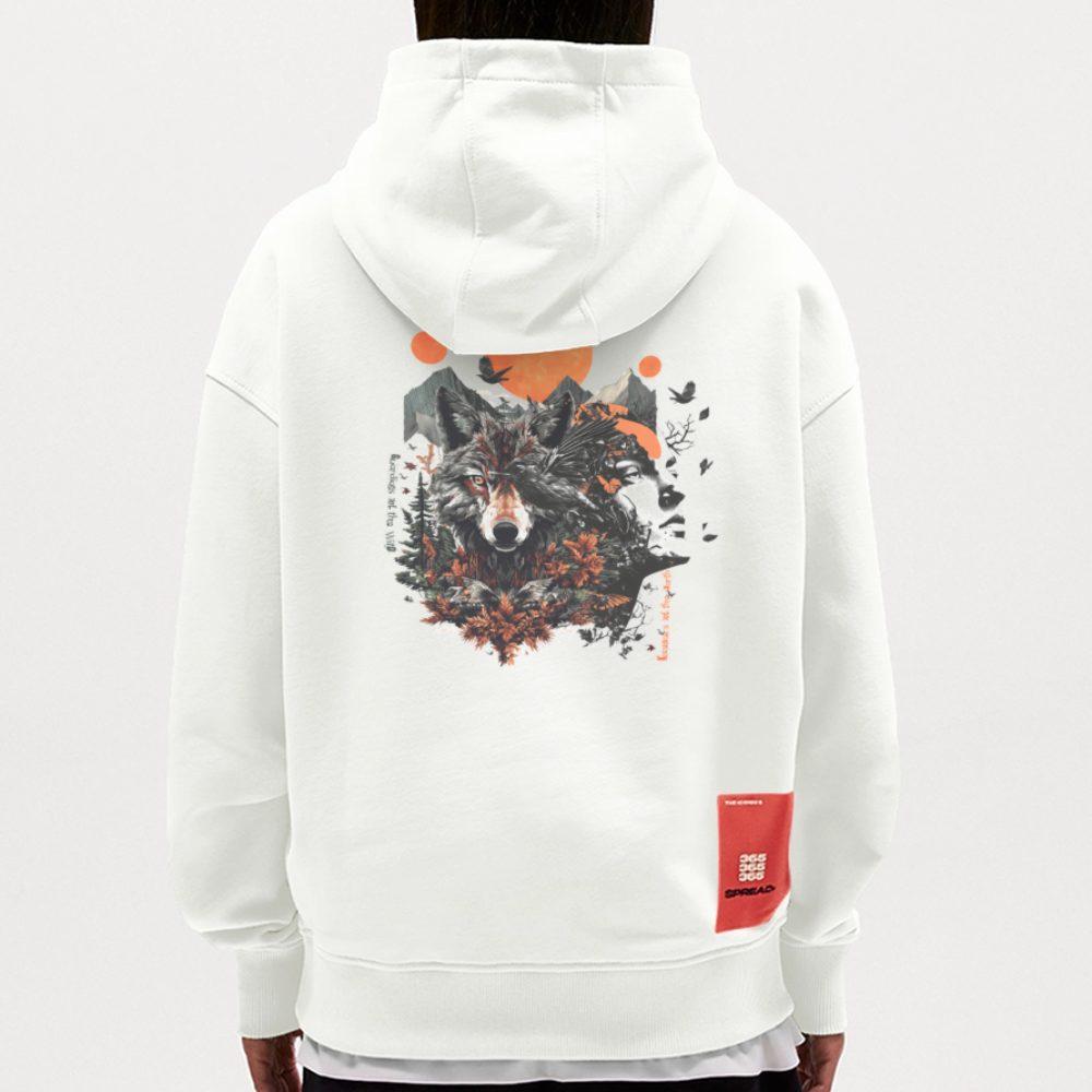 Vaermundis, Wolf, 1st | Heavyweight Oversized Bio Hoodie, Unisex - OFF WHITE