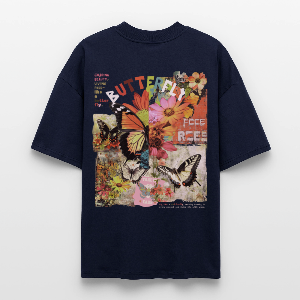Azaroth2, Schmetterling, 1st | Blaster, Oversize Bio T-Shirt, Unisex - Navy